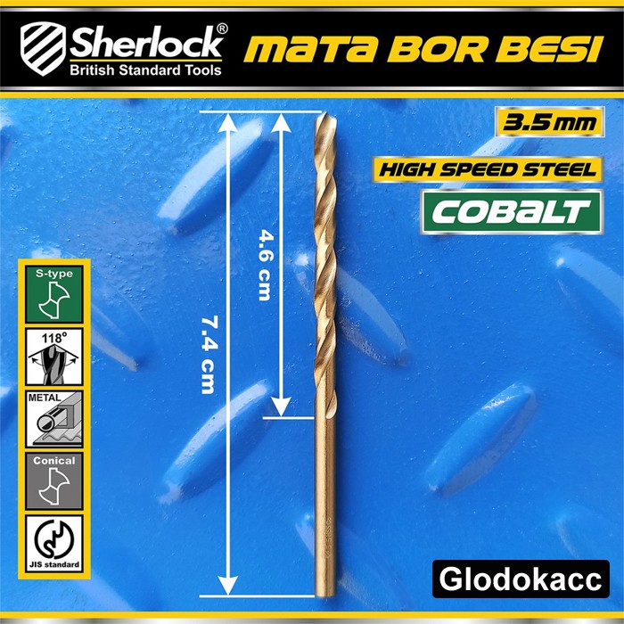 Mata Bor Besi 3.5 mm / Sherlock JIS Standard High Speed Steel Cobalt (1 Pcs)