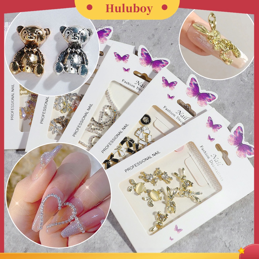Huluboy Huluboy♡ 1 Kantong Ornamen Pita Aurora Coating AB Coating Bahan Alloy Aneka Bentuk Untuk Dekorasi Nail Art Wanita