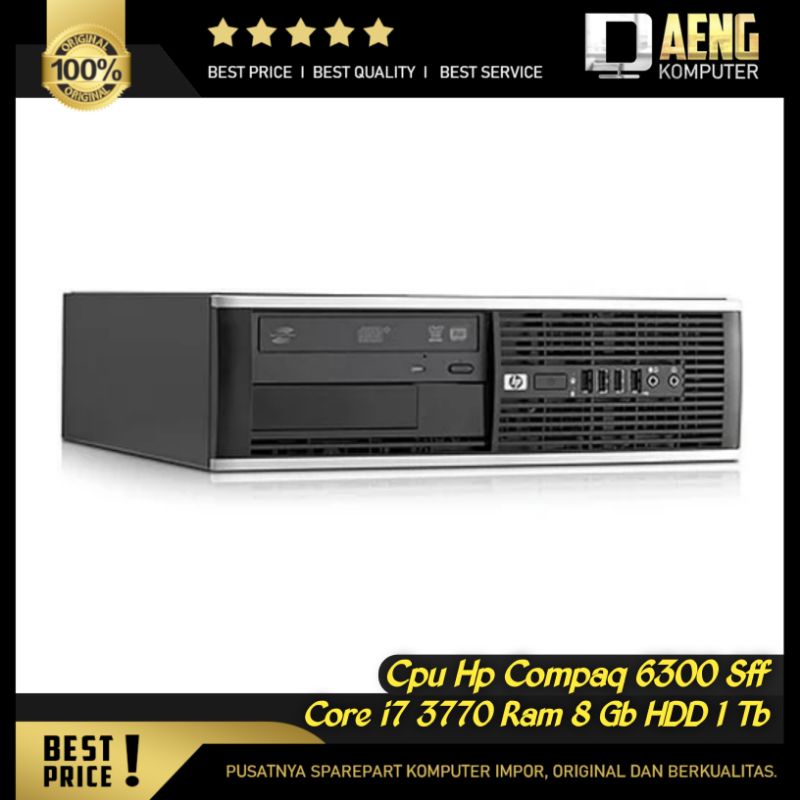 Cpu PC Komputer Merk HP Compaq Pro 6300 SFF gen 3 Intel Core i7 3770 3.40 GHz Ram 8 GB HDD 1 TB VGA 