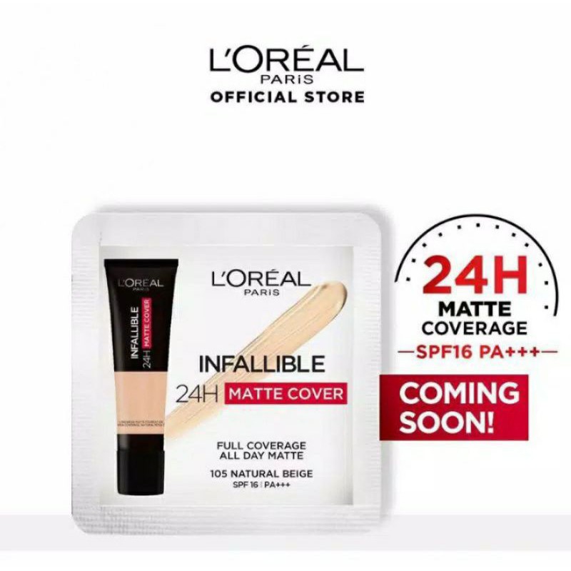 Jual Loreal Paris Infallible 24h Matte Cover Liquid Foundation Sachet 15 Ml Shopee Indonesia 4510