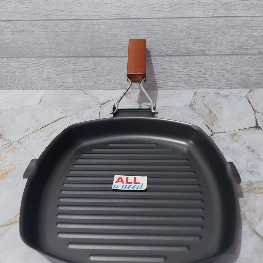 Square Grill Pan 24 Cm Wajan Teflon BBQ Bakaran Sate Roti Bakar