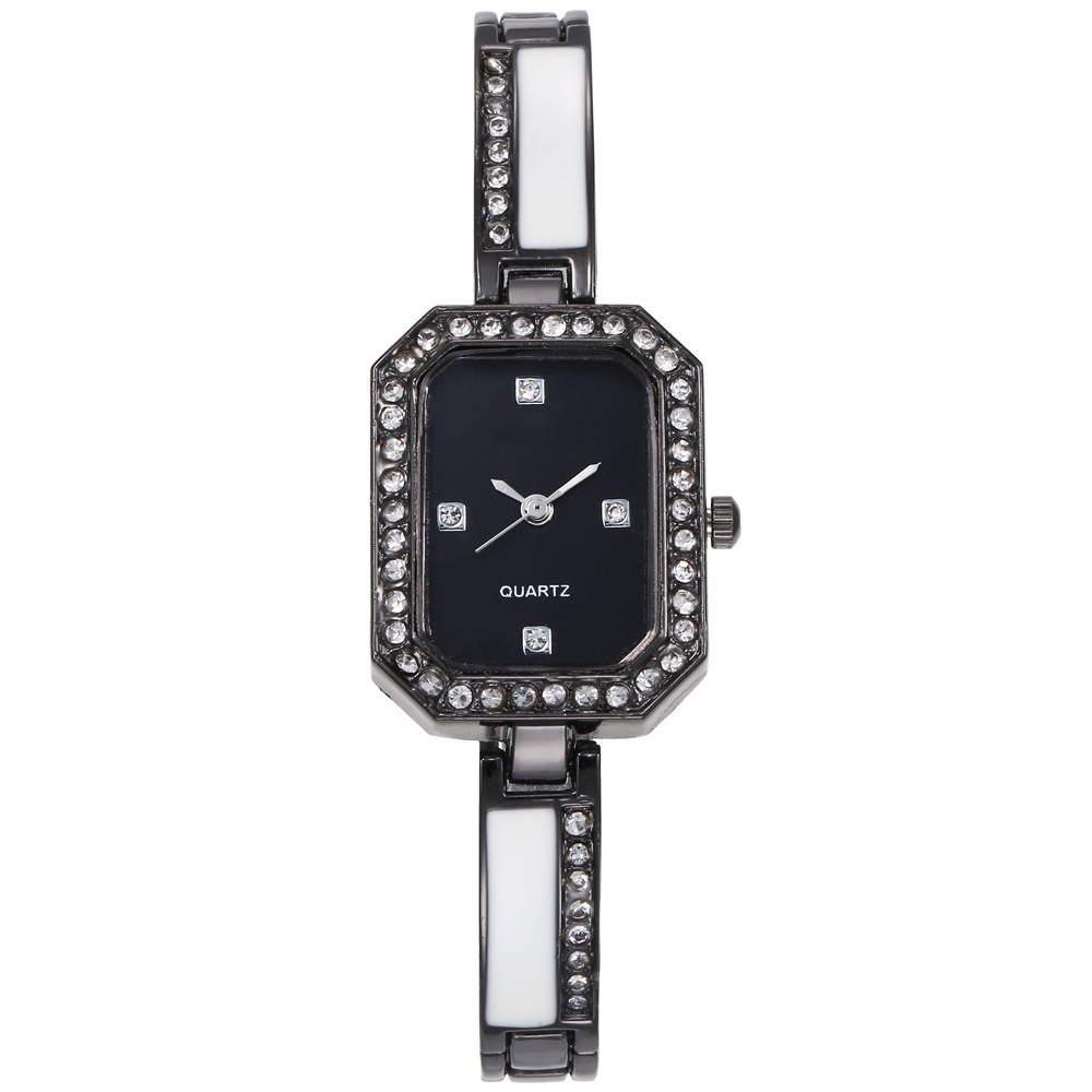 COD Jam Tangan Quartz Strap  Analog Casual Gaya Retro Untuk Wanita Watch Korean Fashion W187-Hitam putih