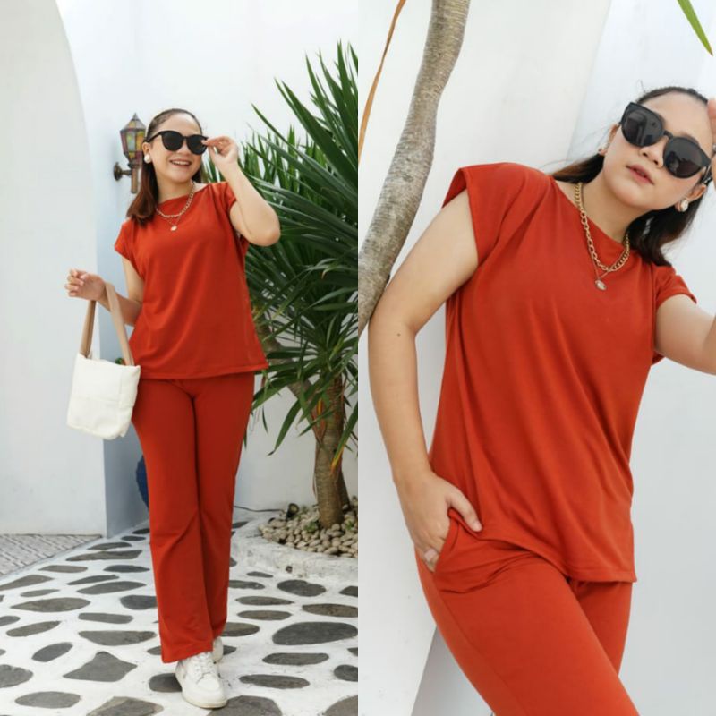 Zola One Set | One Set Polos | Baju Setelan Wanita | Baju Setelan Wanita Tangan Pendek | Baju Setela