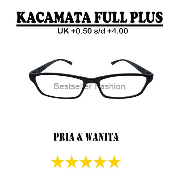 Kacamata Baca Plus Model Frame Persegi Panjang Ukuran +0.50 s/d +4.00 Rabun Dekat Untuk Pria dan Wanita Bingkai Hitam Unisex NOCASE