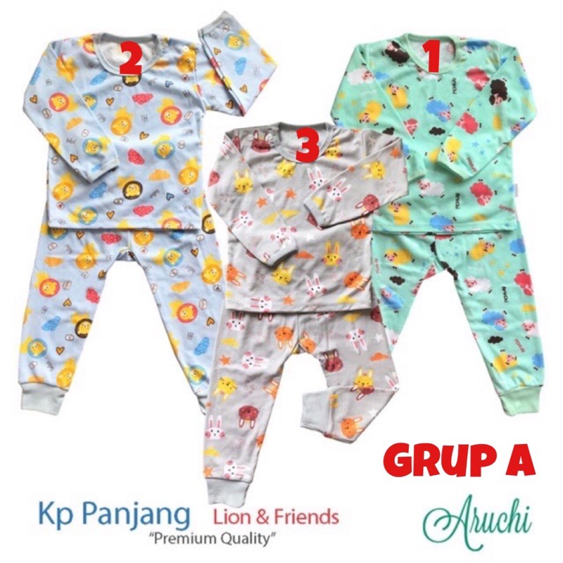 Aruchi MOTIF Setelan Baju Panjang Piyama Bayi Anak M (1stel/pack)