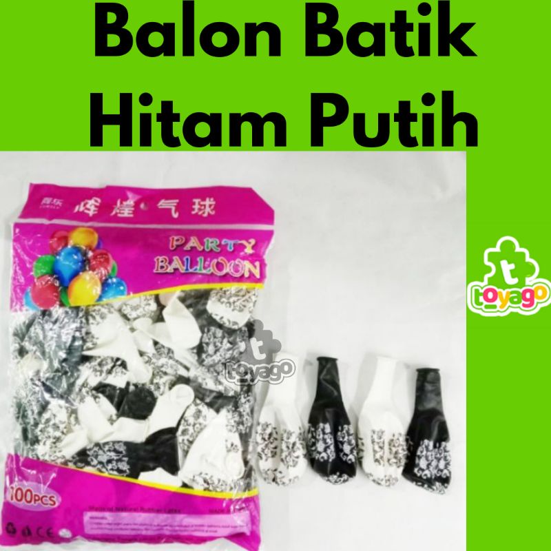 Balon batik Hitam putih isi +-100 pcs grosir murah