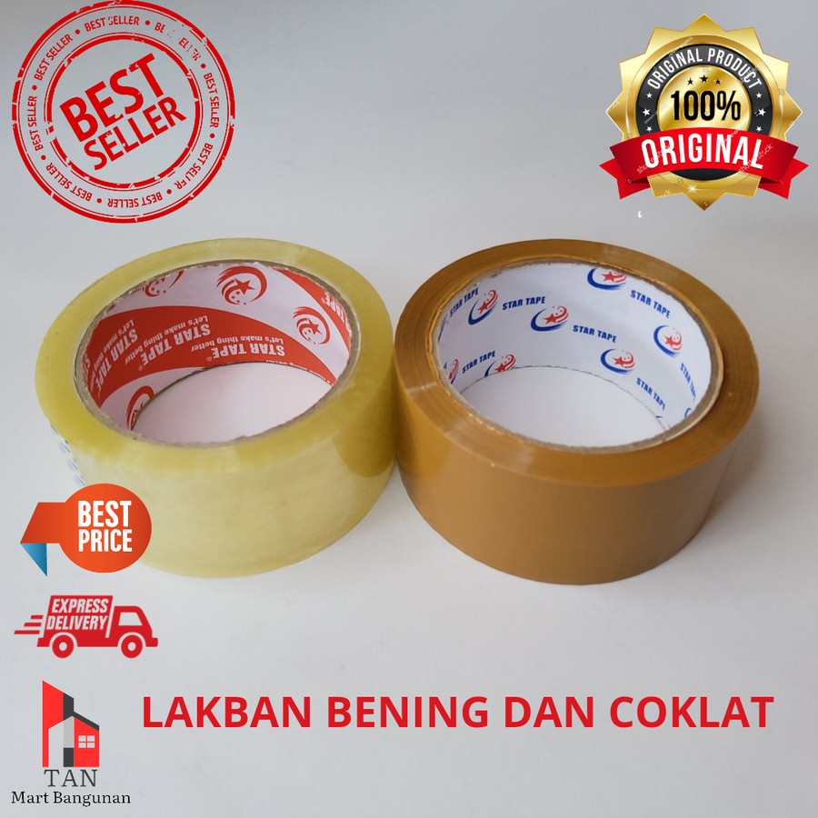 

Lakban Bening Coklat ukuran 45mm 2 inch x 100 yard Kualitas Daimaru