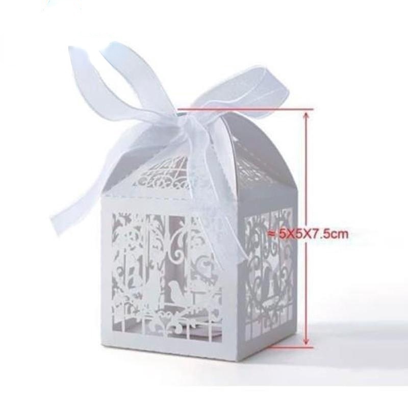 [Christmas Home Decoration Products] [10Pcs/set Love Heart Laser Cut Hollow Carriage Favors Gifts Candy Boxes With Ribbon] [Self Adhesive Cookie, Snack, Gifts Box For Xmas Party Supplies]