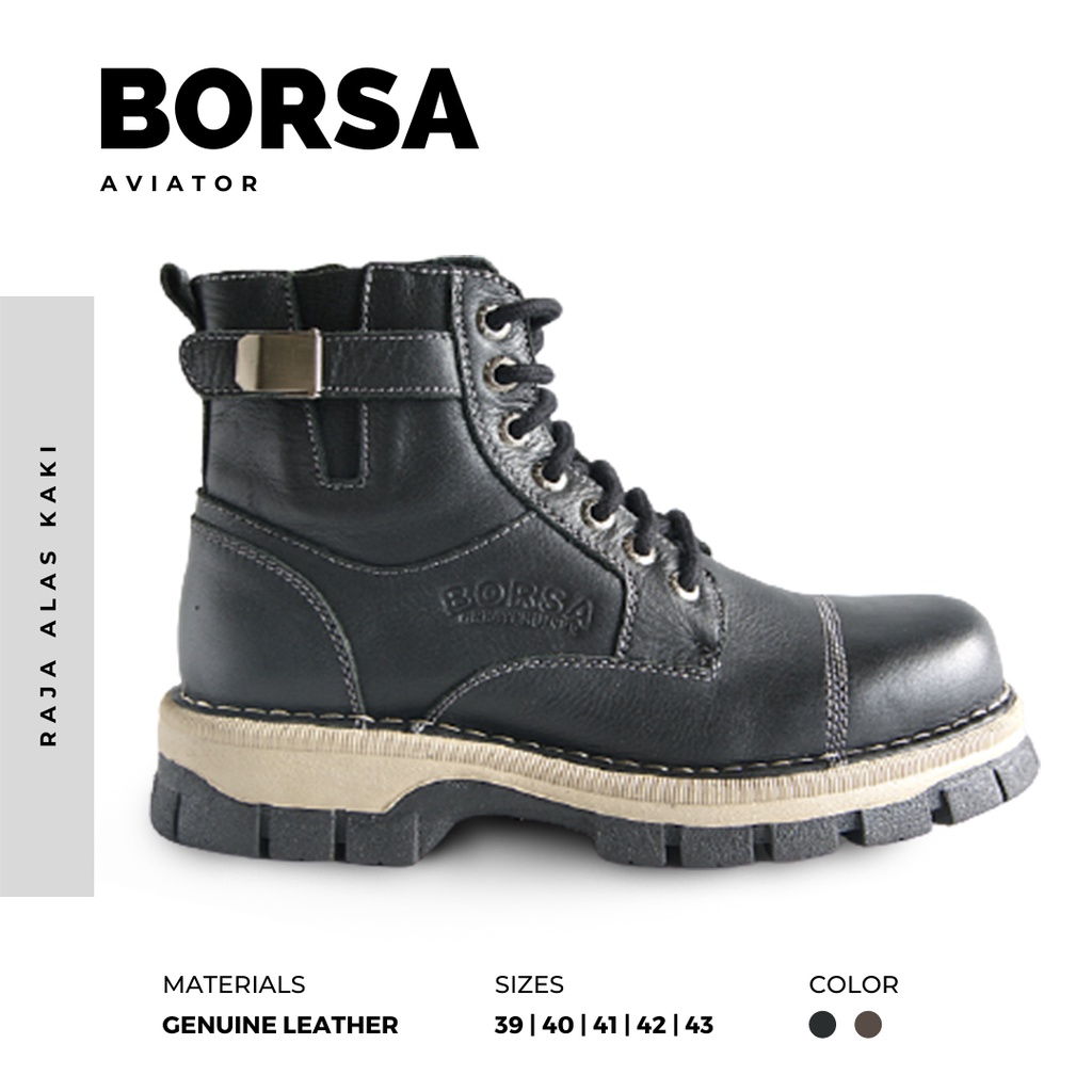 SEPATU BOOTS PRIA KULIT ASLI | BORSA  - AVIATOR