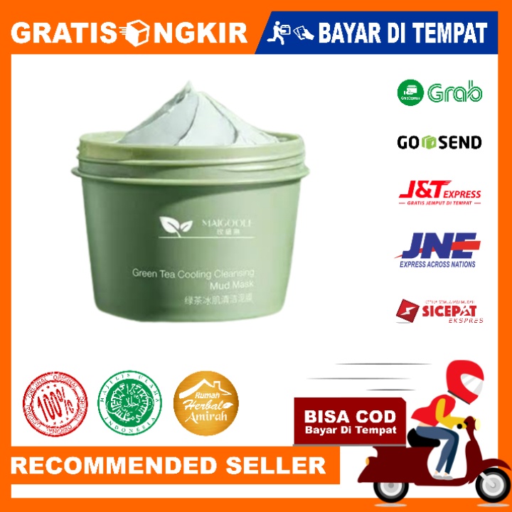 Maigoole Green Tea Cleansing Mud Mask Cooling 100gr Masker Green Tea Pore Clean Clay Mask Original Menghilangkan Komedo Exfloating
