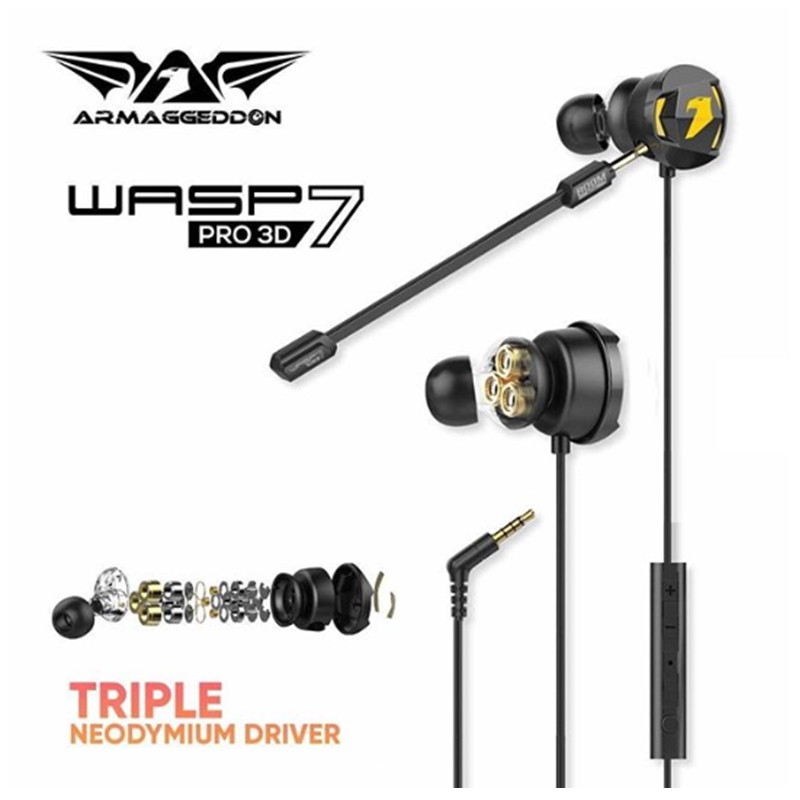 Armaggeddon WASP-7 PRO 3D Gaming Earphones with Triple Neodymium Drive