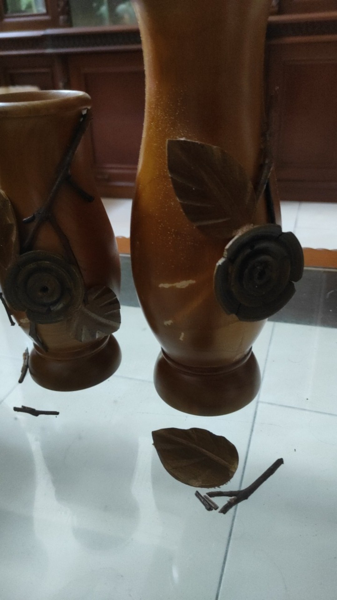 Vas Bunga Kayu Jati Set 3 Pcs.