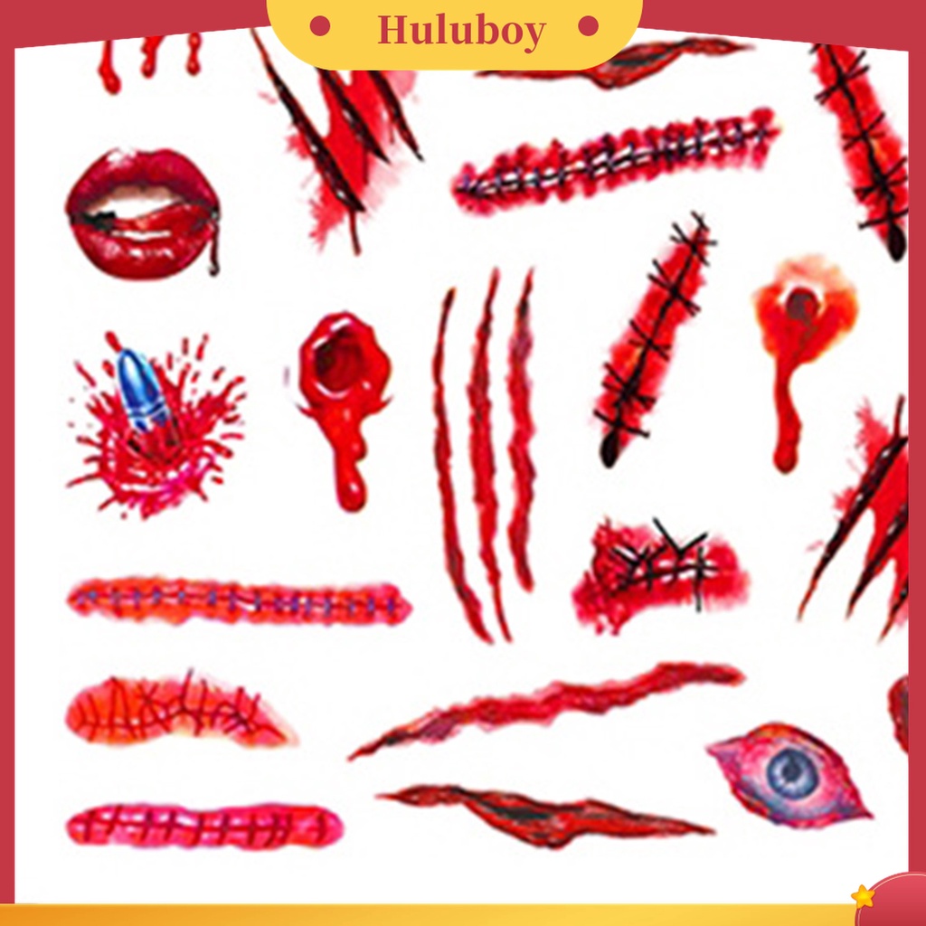 Huluboy Huluboy♡ 2pcs / Set Stiker Kuku Motif Tangan Berdarah Mata Merah Untuk Halloween