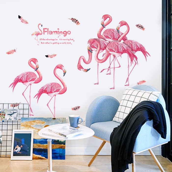 Reliza Wall Sticker Pink Flamingo Stiker Dinding ZY295E