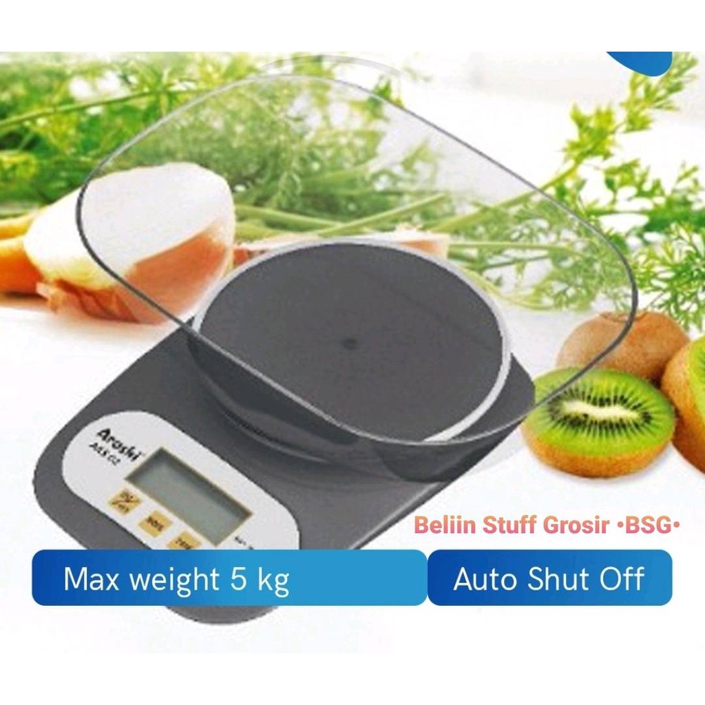 Timbangan Dapur Digital Mangkok 5 kg Arashi AKS 03/ Timbangan Kopi, Kue 5 kg/ Kitchen scale