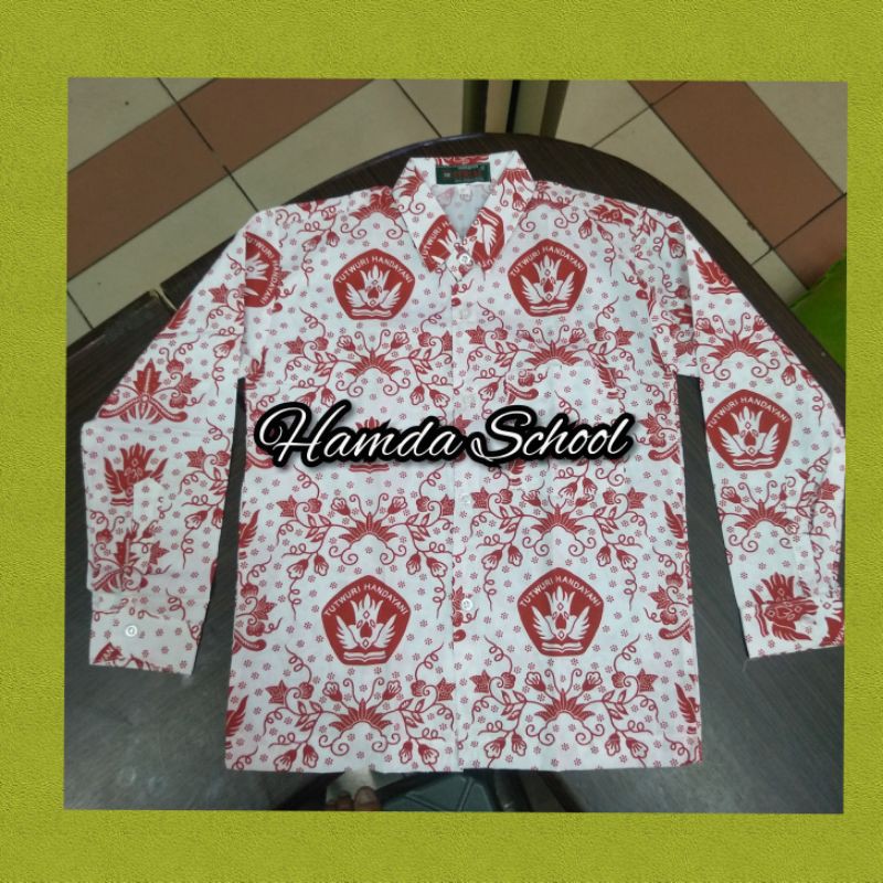 Baju Batik Merah Sd Lengan Panjang Seragam Sekolah