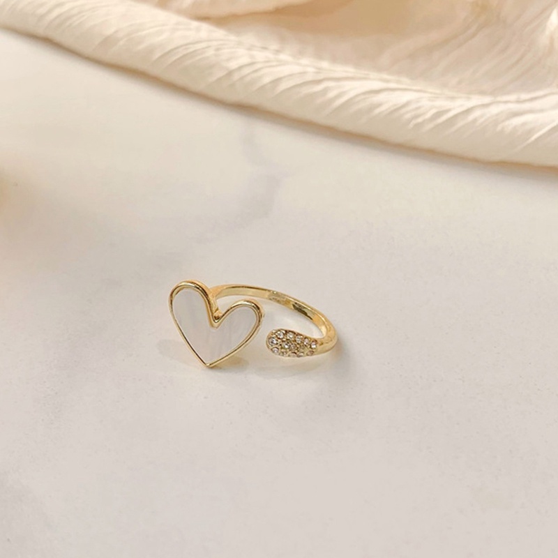 Fancyqube Cincin Model Terbuka Desain Hati Warna Emas Gaya Minimalis Untuk Wanita