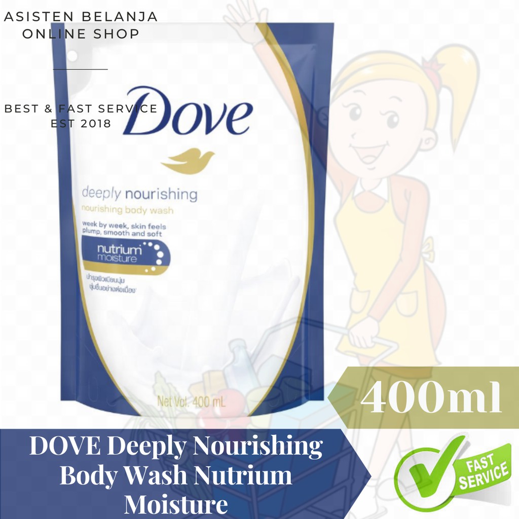 DOVE Body Wash Deeply Nourishing 400ml 400 ml Sabun Mandi Cair Refil Biru Tua Deep Nourish