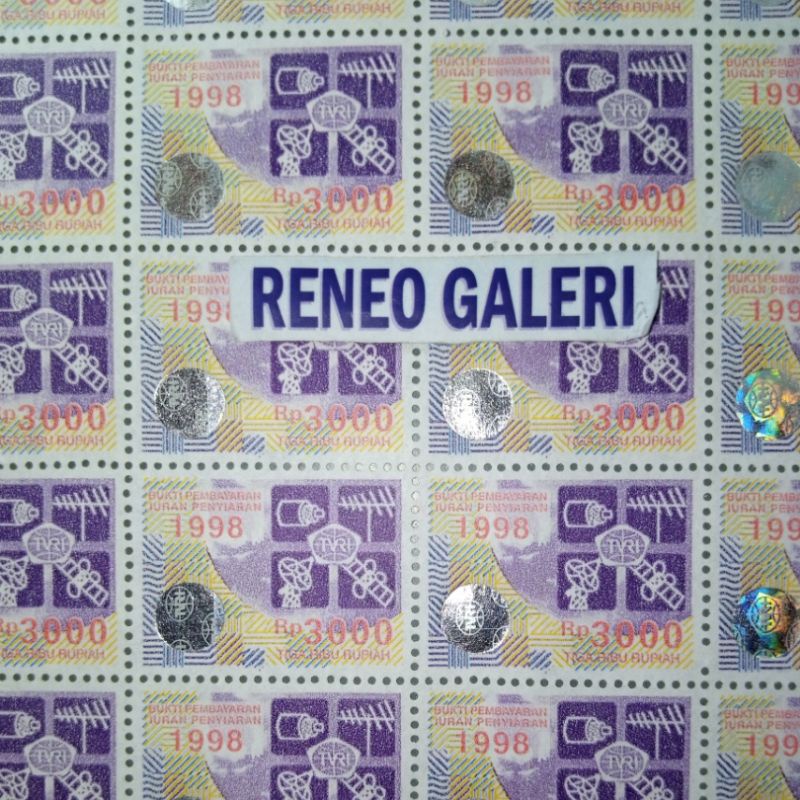 

1 Potong Materai TVRI Rp 3000 Rupiah tahun 1998 Tanda Pembayaran iuran Penyiaran Meterai lama lawas jadul kuno 3.000 filateli asli matrai