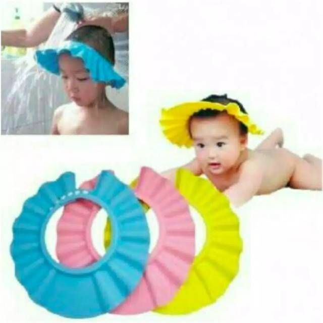 Topi Keramas Bayi Melindungi Mata Anak dari Shampoo dan Air Mandi