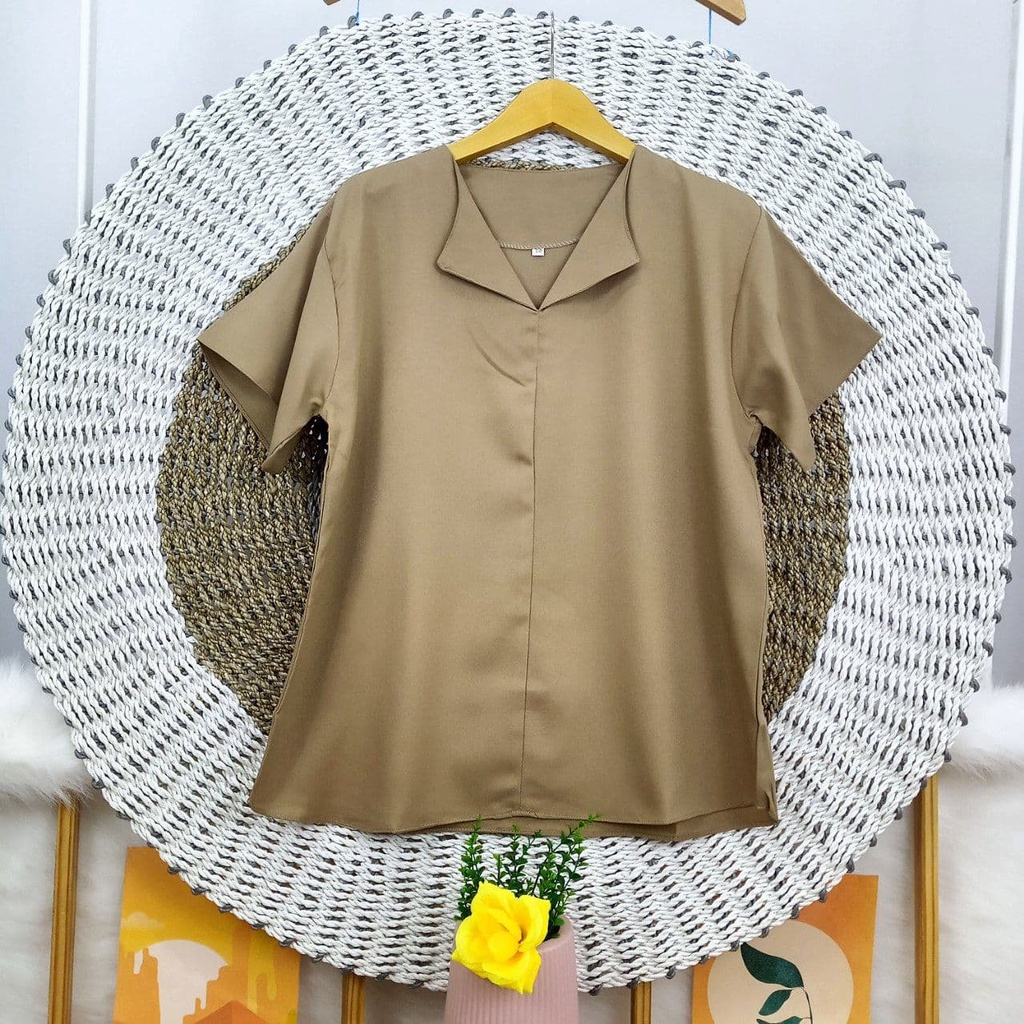 ATASAN BLOUSE LENGAN PENDEK JUMBO BIGSIZE OVERSIZE LD 110 120 130 140-Coksu