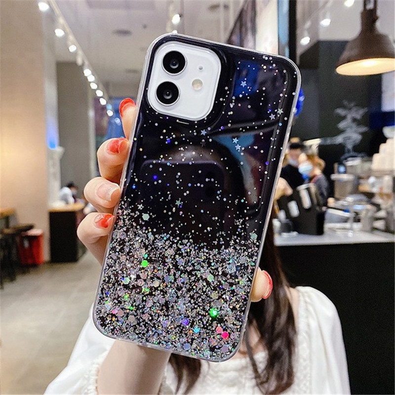 Casing Oppo A15 A11 A5 A9 2020 A5s A3s A12 A7 A11K A15S A92 A52 A53 A33 2020 Reno 4 4F 4Lite 4pro A12e A72 A31 F9 F9pro F11 F11pro F7 A37 A1K A32 A93 F17pro Glitter Bling Soft Cover-Y1(Black)
