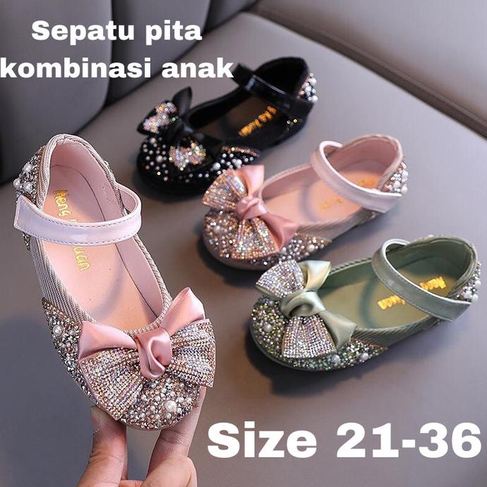 Sepatu pesta anak pita kombinasi import/sepatu couple ibu dan anak