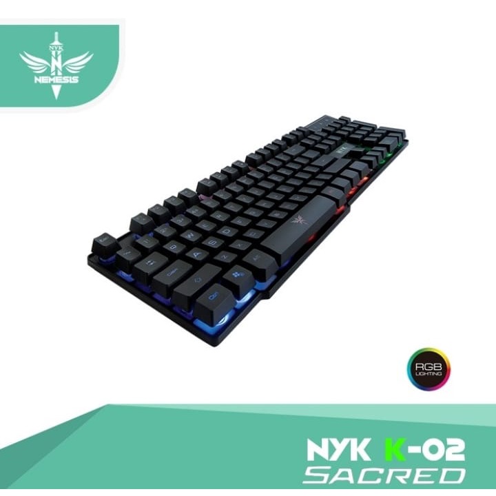 Keyboard Gaming NYK K-02 Keyboard LED USB Kabel Full Backlight Rainbow Di PC Laptop