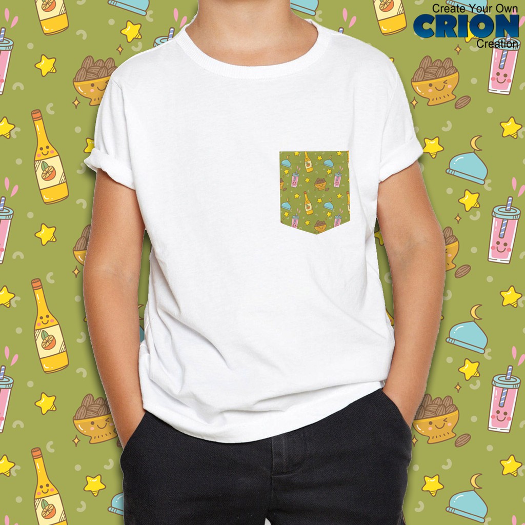 Crion Casual Tees Kids Ramadan Edition whit Pocket-Kaos dengan Kantong