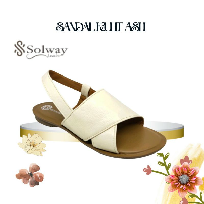 sandal sepatu kulit wanita model flat by SOLWAY SW009