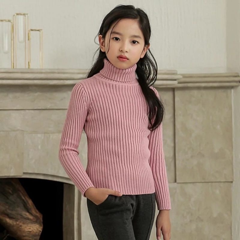 Sweater Turtleneck Baju Wanita Anak Perempuan Amira