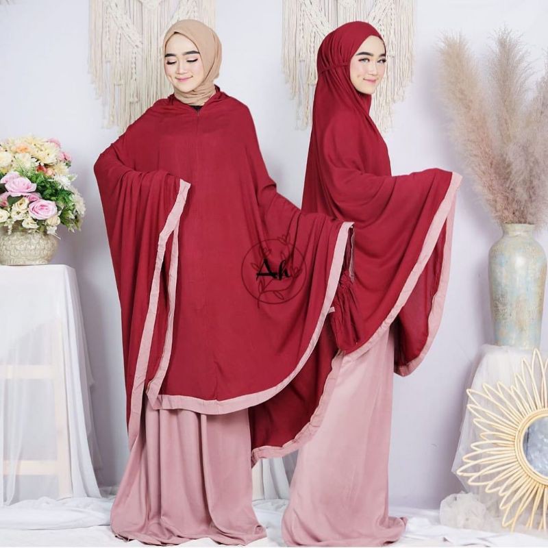 Mukenah traveling 2in1 comby new/ bahan Rayon viscose premium adem &amp; lembut