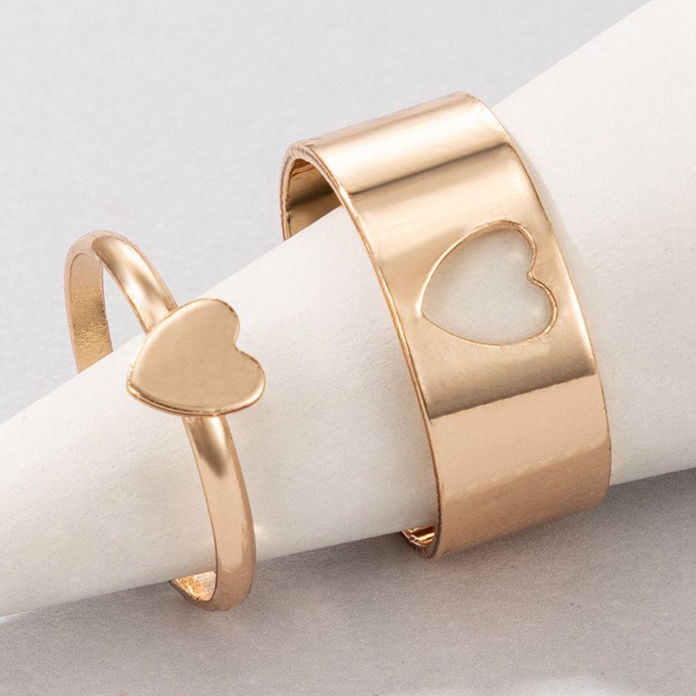 Needway  Simple Butterfly Couple Rings Men Fashion Jewelry Open Rings Set Heart Women Moon shape Hollow Dolphin Adjustable Bow/Multicolor