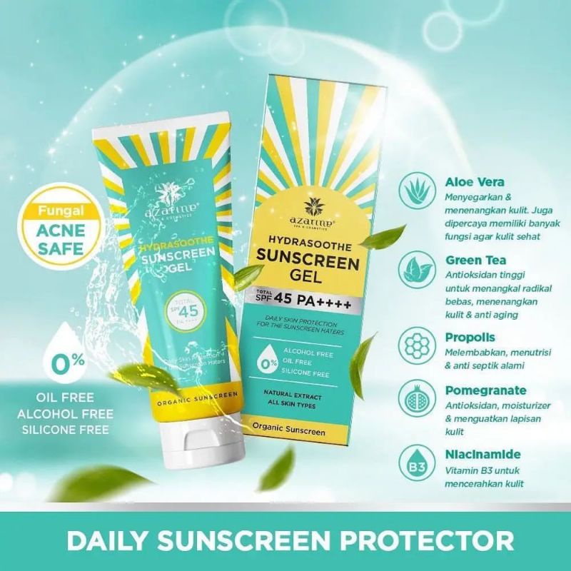 Azarine Hydrasoothe SUNSCREEN GEL SPF45 PA++++ | Sunscreen Mist SPF 50 PA++++ | Hydramax-C Sunscreen Serum SPF 50 PA++++ | Tone Up Mineral Sunscreen | Cicamide | Calm My Acne