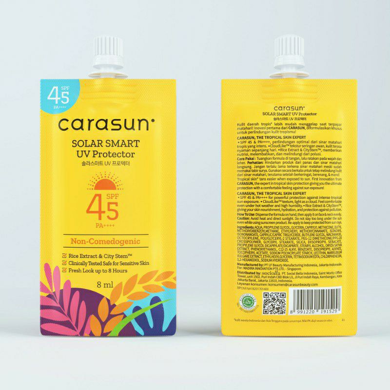 ✦SINAR✦ CARASUN Solar Smart UV Protector SPF 45 Tropical Skin Expert (Sunscreen) (Sachet )