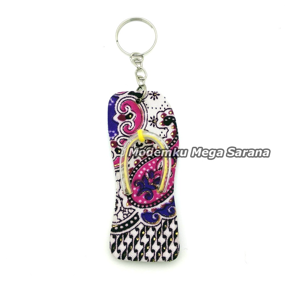 Souvenir Gantungan Kunci Sandal Jepit Batik