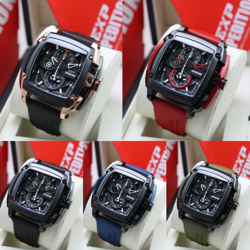 Jam Tangan Pria Expedition E 3008 MC / E3008MC Rubber Strap Original Garansi Resmi