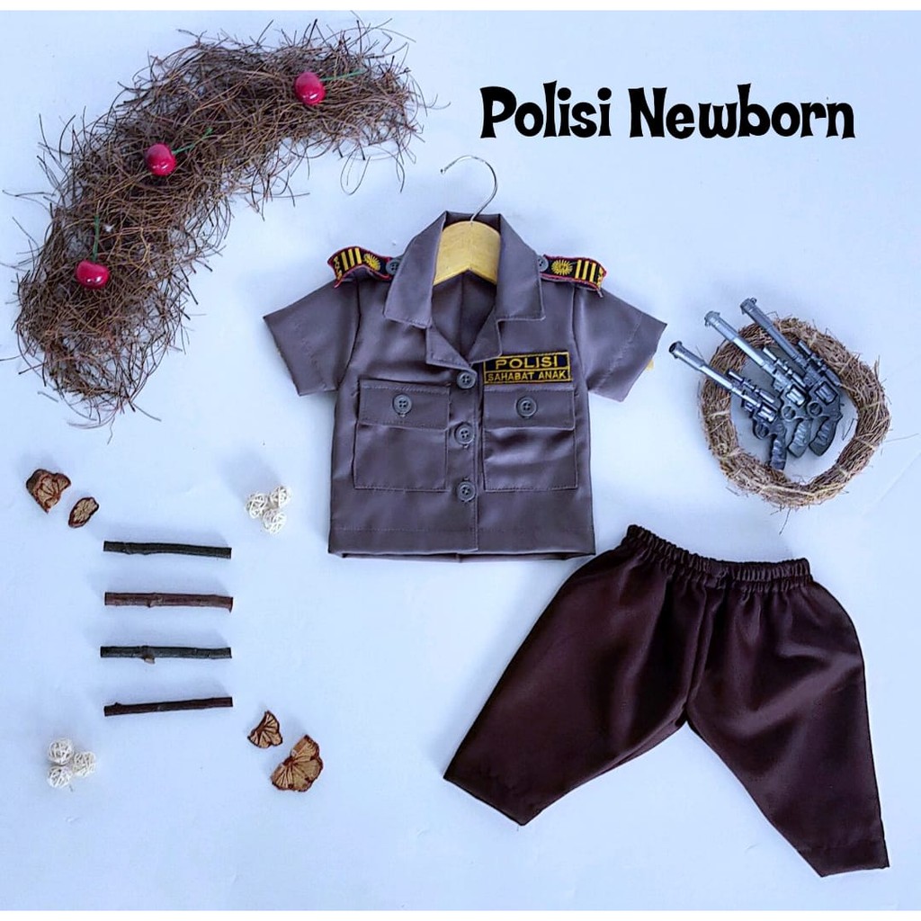 Seragam Polisi Newborn/Baju Polisi Polwan Bayi/NEWBORN Property/Newborn Photoshoot Property