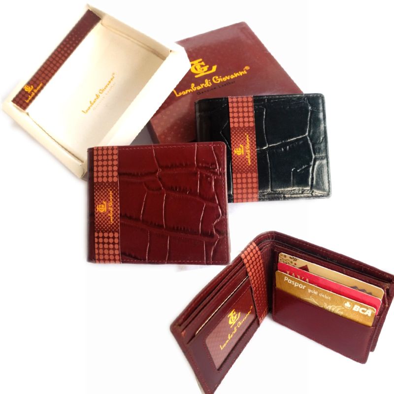 dompet lipat pria kulit asli lombardi giovanni motif croco