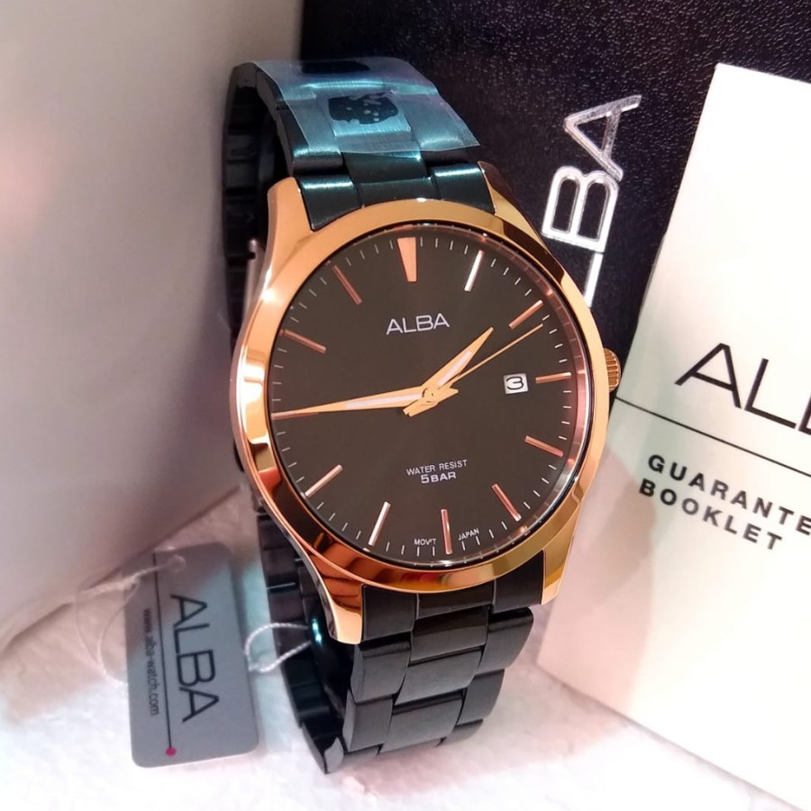 Alba AS9M30X1 Jam Tangan Pria Original AS9M30 Full Black Rose Gold Bisa Couple