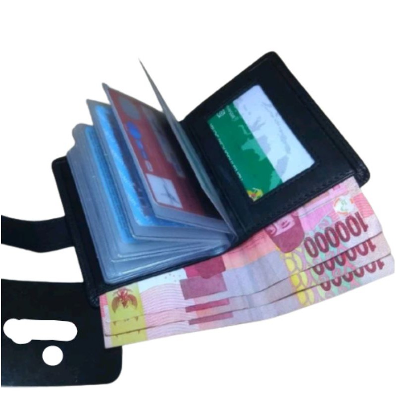 Dompet Kartu 18 in 1 Card Holder + slot uang kulit sintetis model PENGUNCI KAIT