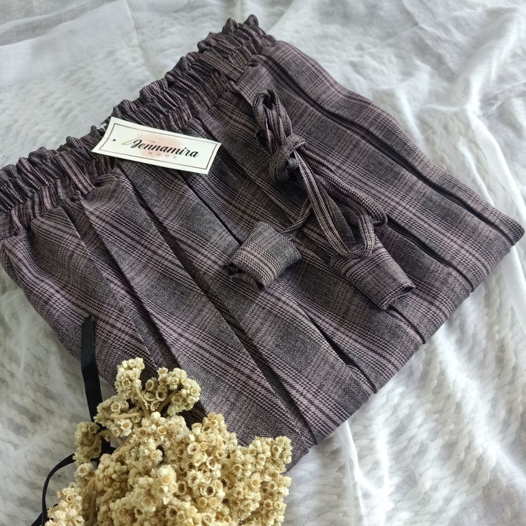 ROK PLISKET SEMIWOLL TARTAN TERBARU/JENNAMIRA_MODE