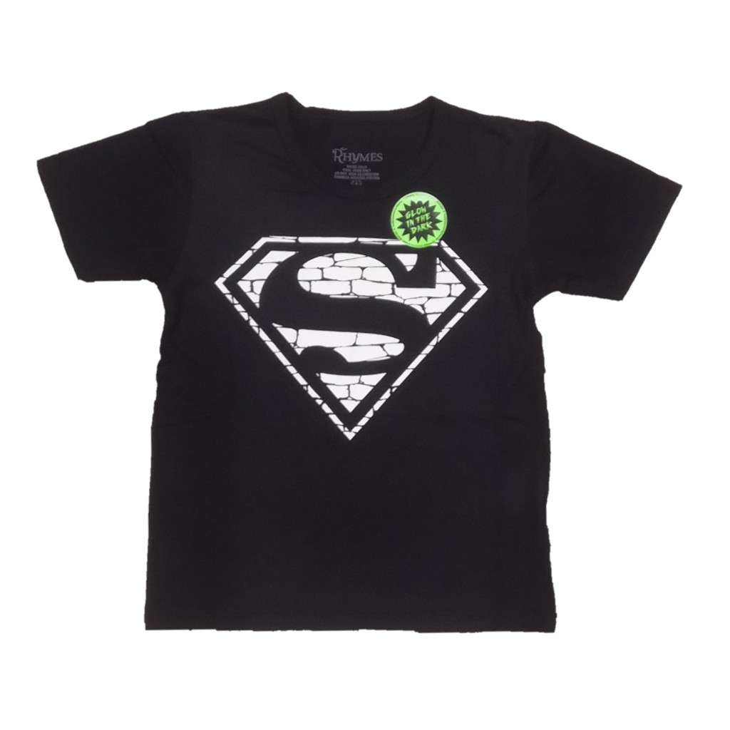 Kaos Anak Superman Bata Glow in the dark Baju Tshirt Superhero Rhymes Import