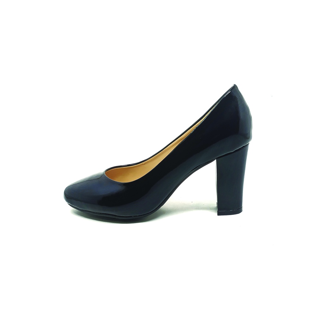 Workswell Sepatu Kerja Wanita High Heels 8cm Kode 584 Hitam Glosy