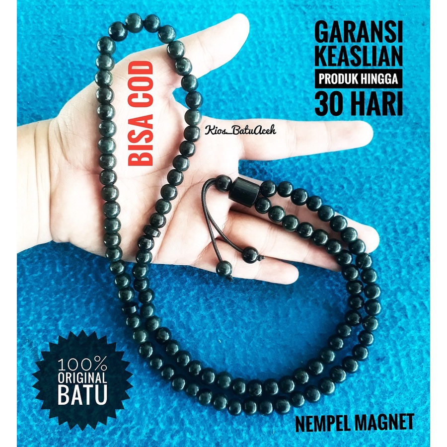 Tasbih Batu Giok Hitam Black Jade Original Asli Aceh Bulat 99 Butir