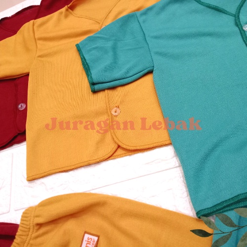 6 pcs SNI, setelan Baju bayi baru lahir lengan Pendek dan celana Pendek seri merah maroon, kuning busuk dan hijau tosca - Juragan Lebak