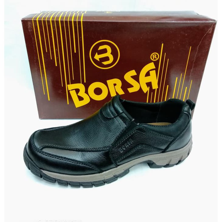 Sepatu kulit borsa 92207 hitam sepatu kerja pria original