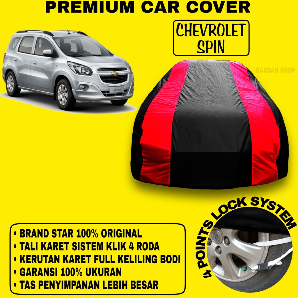Body Cover CHEVROLET SPIN Sarung Strip MERAH Penutup Pelindung Bodi Mobil Chevrolet Spin Waterproof Premium Cover