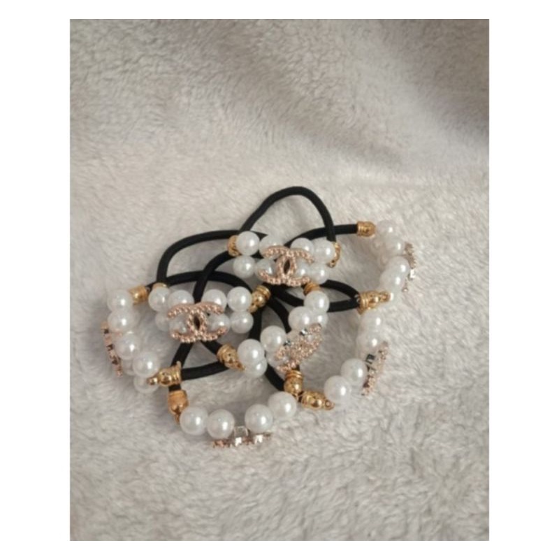 Vinztstore - Kunciran Mutiara Chnl - Kunciran Mutiara Putih - Kunciran Rambut Mutiara - Kunciran Gelang Mutiara - Kunciran Rambut Wanita - Ikat Rambut Korea - Harga Termurah - Bisa COD