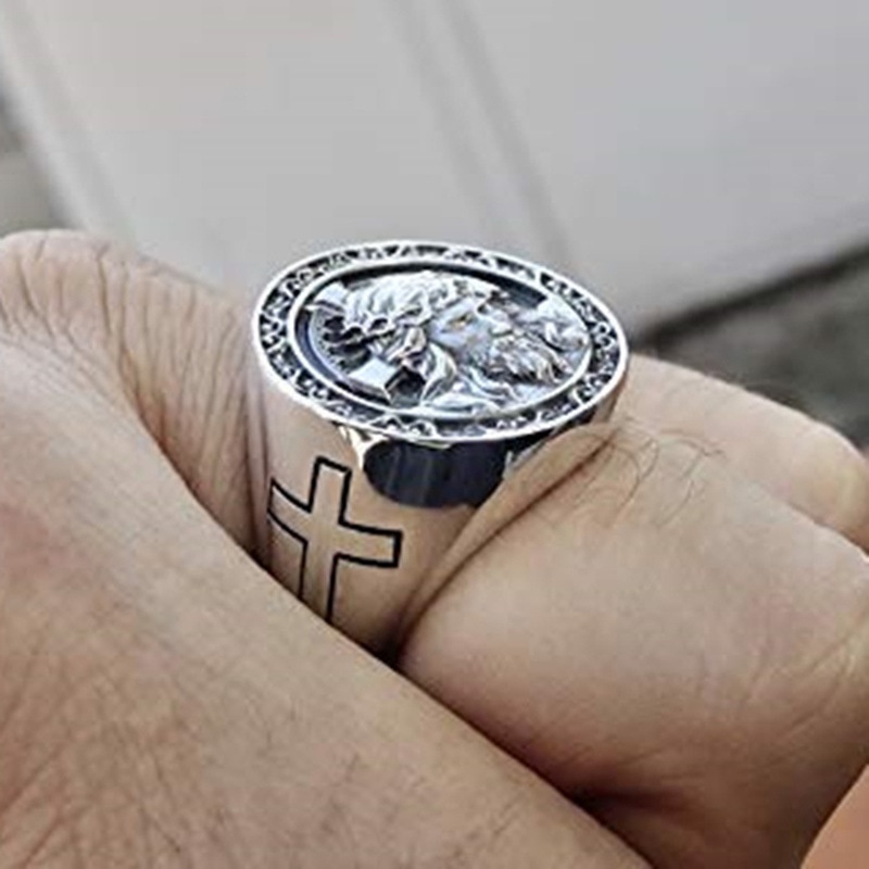 Cincin Desain Salib Yesus Gaya Punk Eropa Amerika Untuk Pria